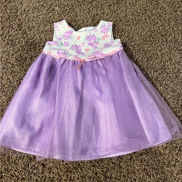 Blueberri Boulevard Girls Size 24 months Purple Floral Dress with Tulle and Coat - Picture 5 of 13
